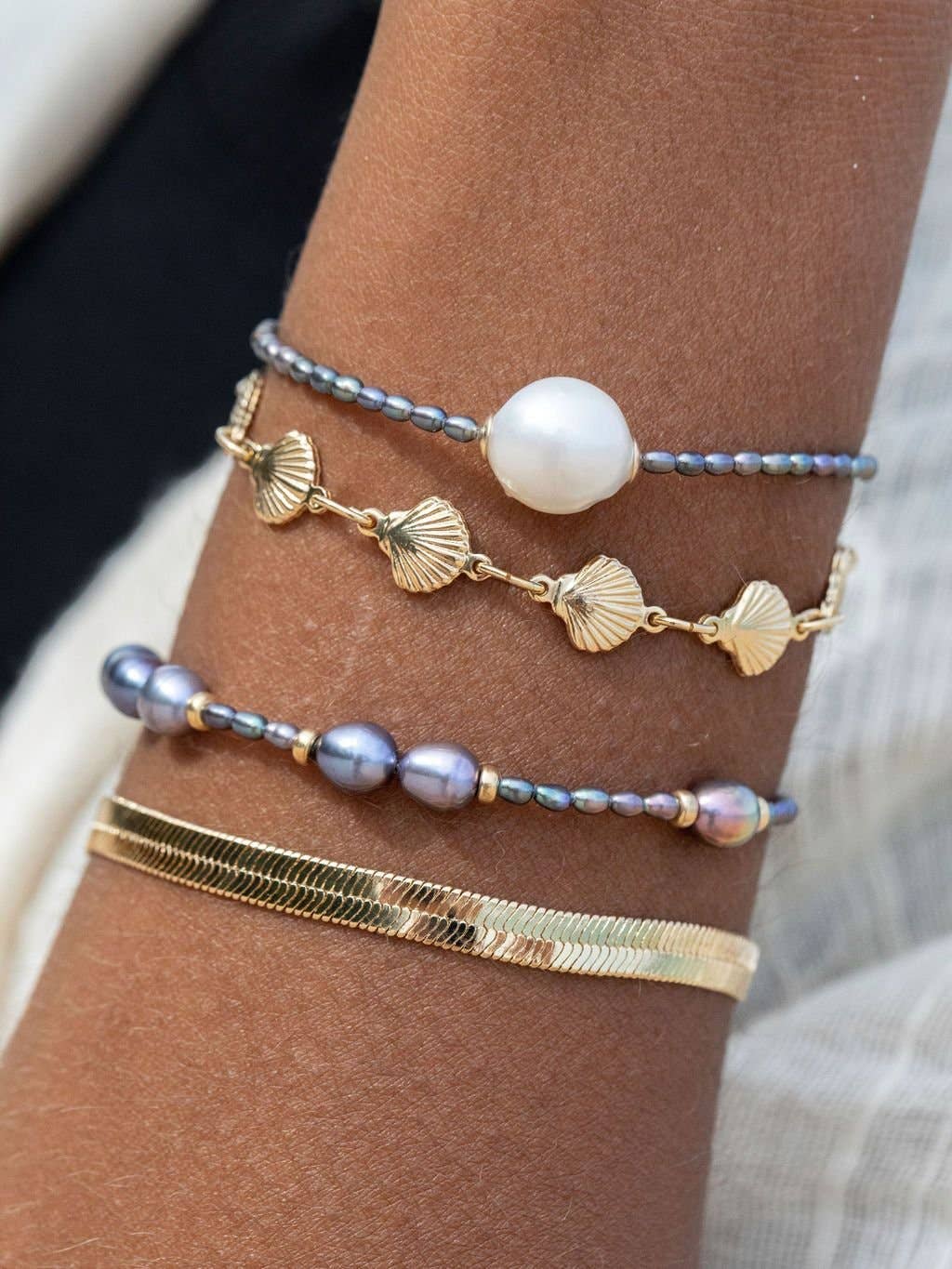 Gold Filled Seashell Chain Bracelet