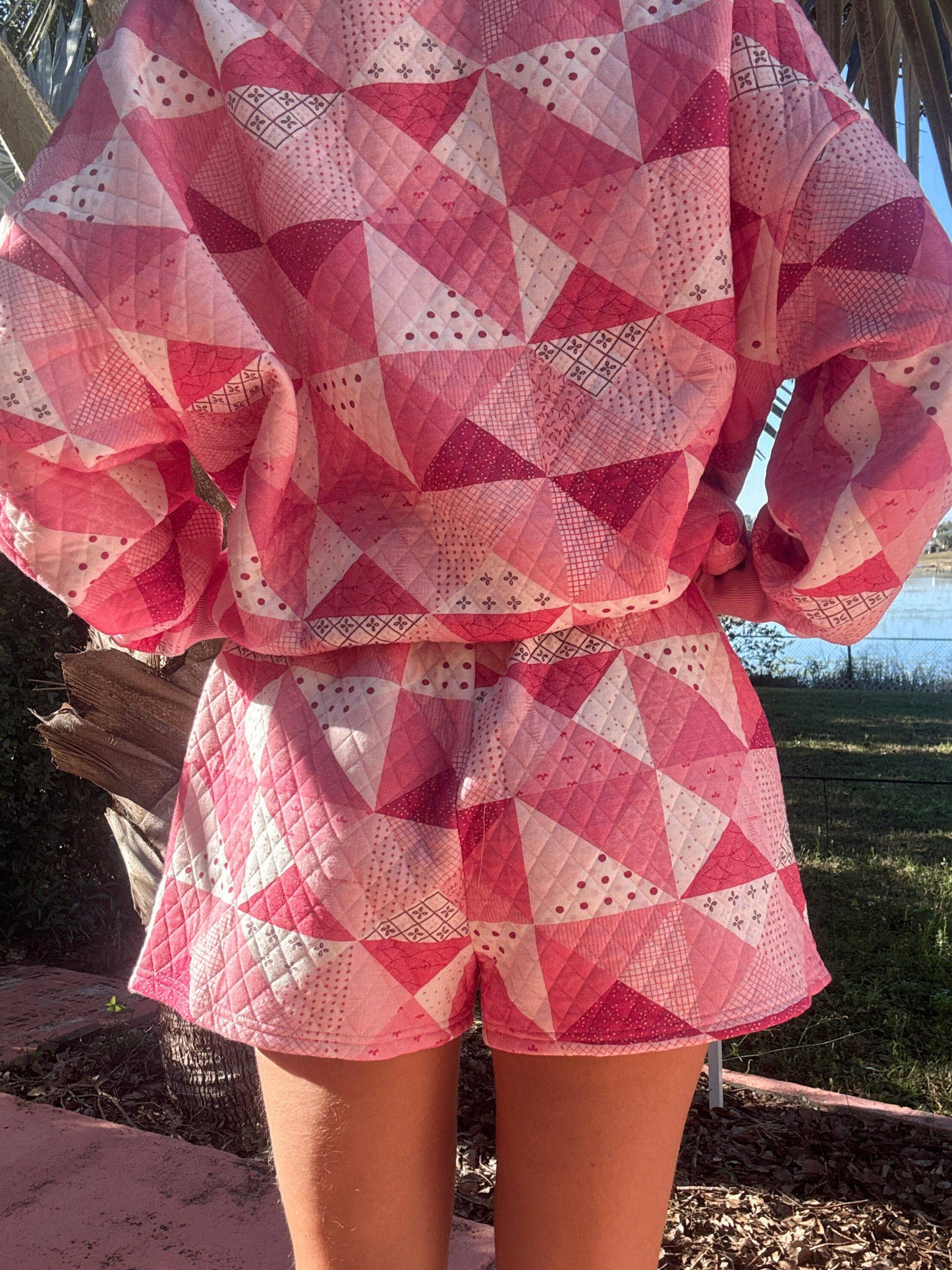 Pink Patchwork Quilted Shorts