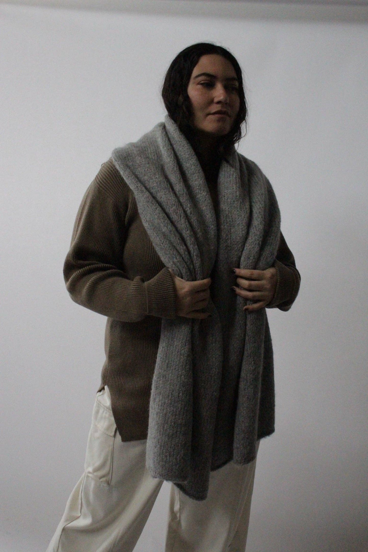 Ralphiei Alpaca Blanket Scarf - Large - Grey