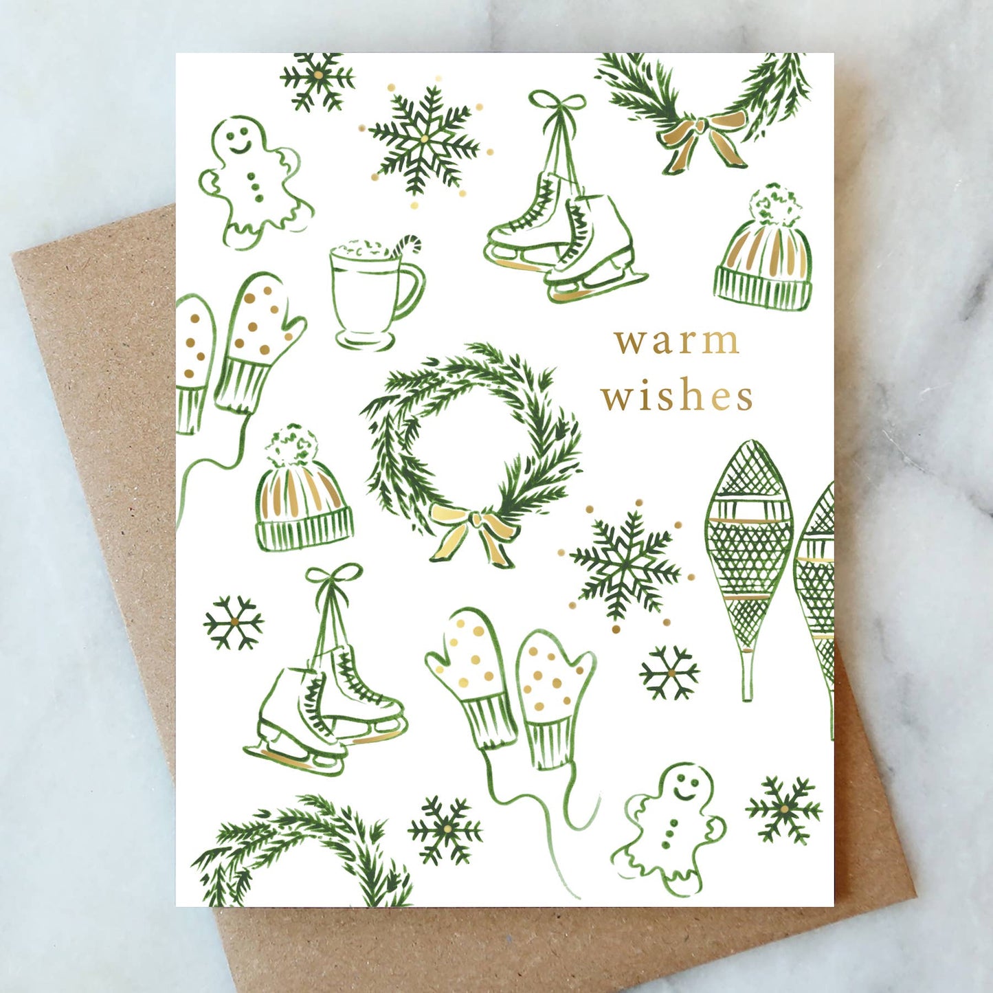 Snowflakes and Skates Holiday Card - Abigail Jayne Design