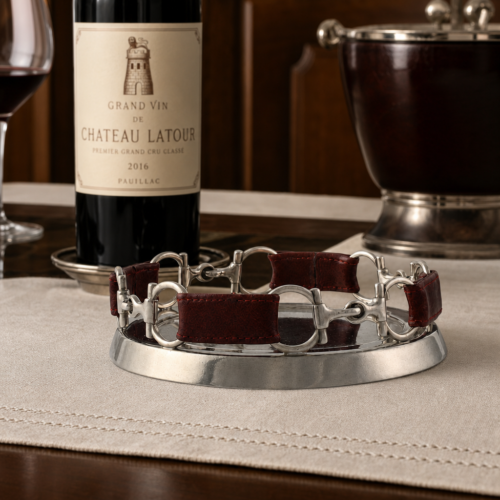 Equestrian Horse Bit Leather Wine Coaster