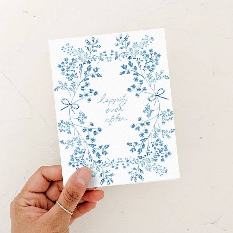 Happily Ever After Floral Wedding Card