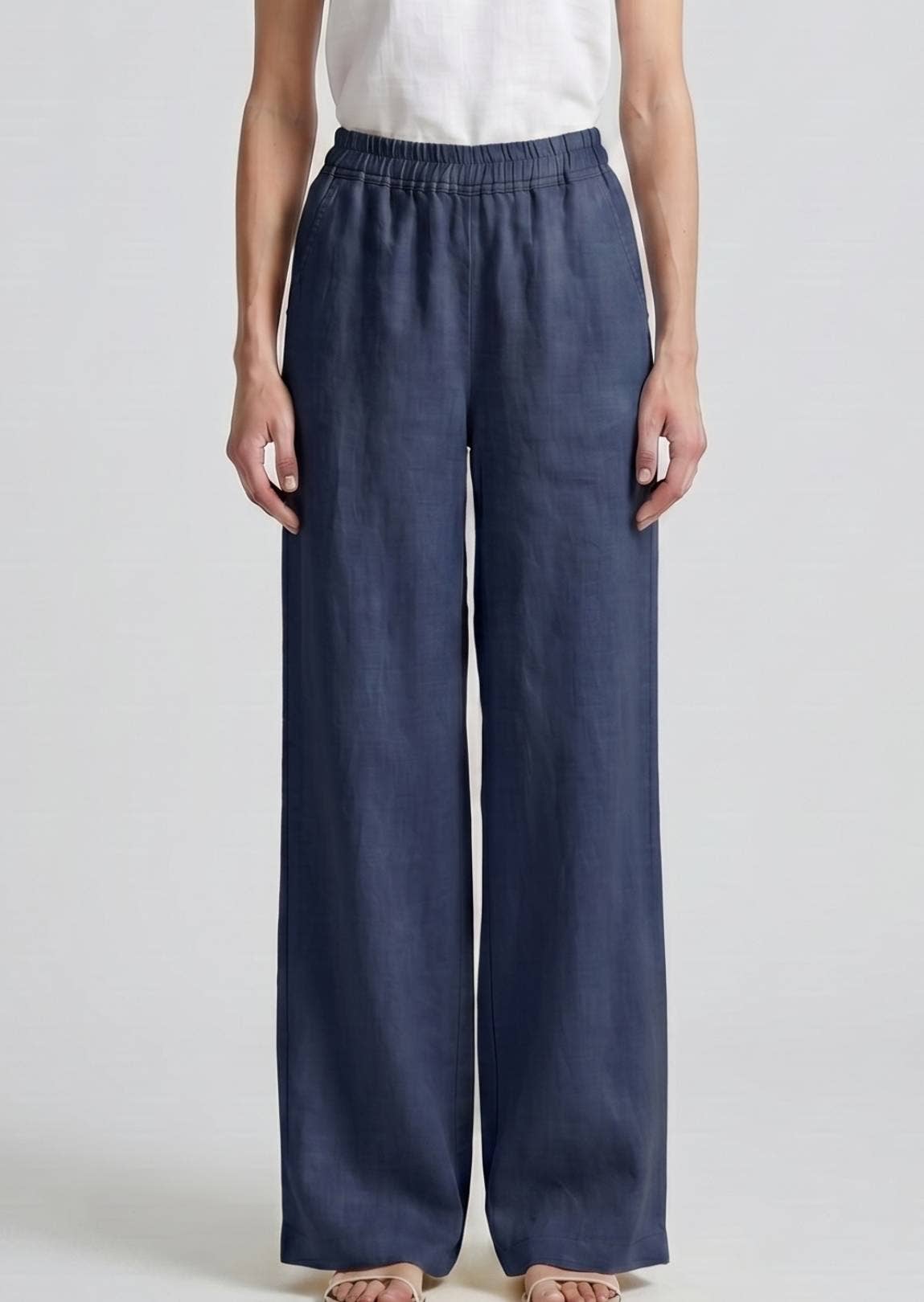 Rita Linen Pants - Navy
