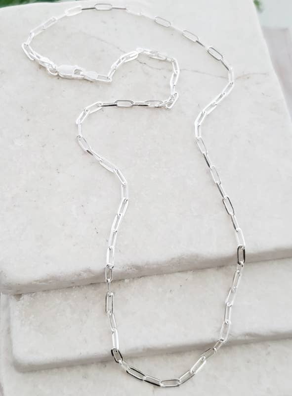 Sterling Silver Paper Clip Chain Necklace