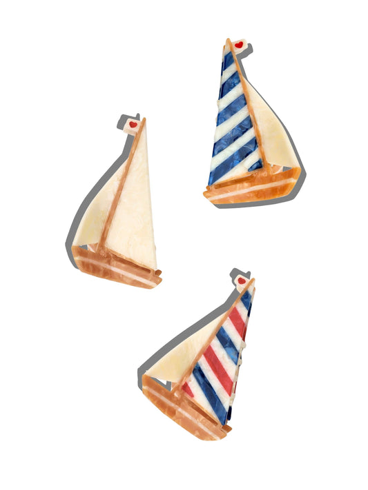 Hand-painted Sailboat Hair Claw - Cream