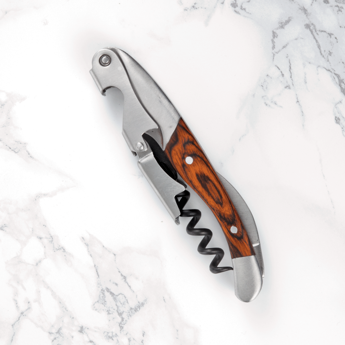 Rosewood Handle Double Hinged Corkscrew with Wood Gift Box