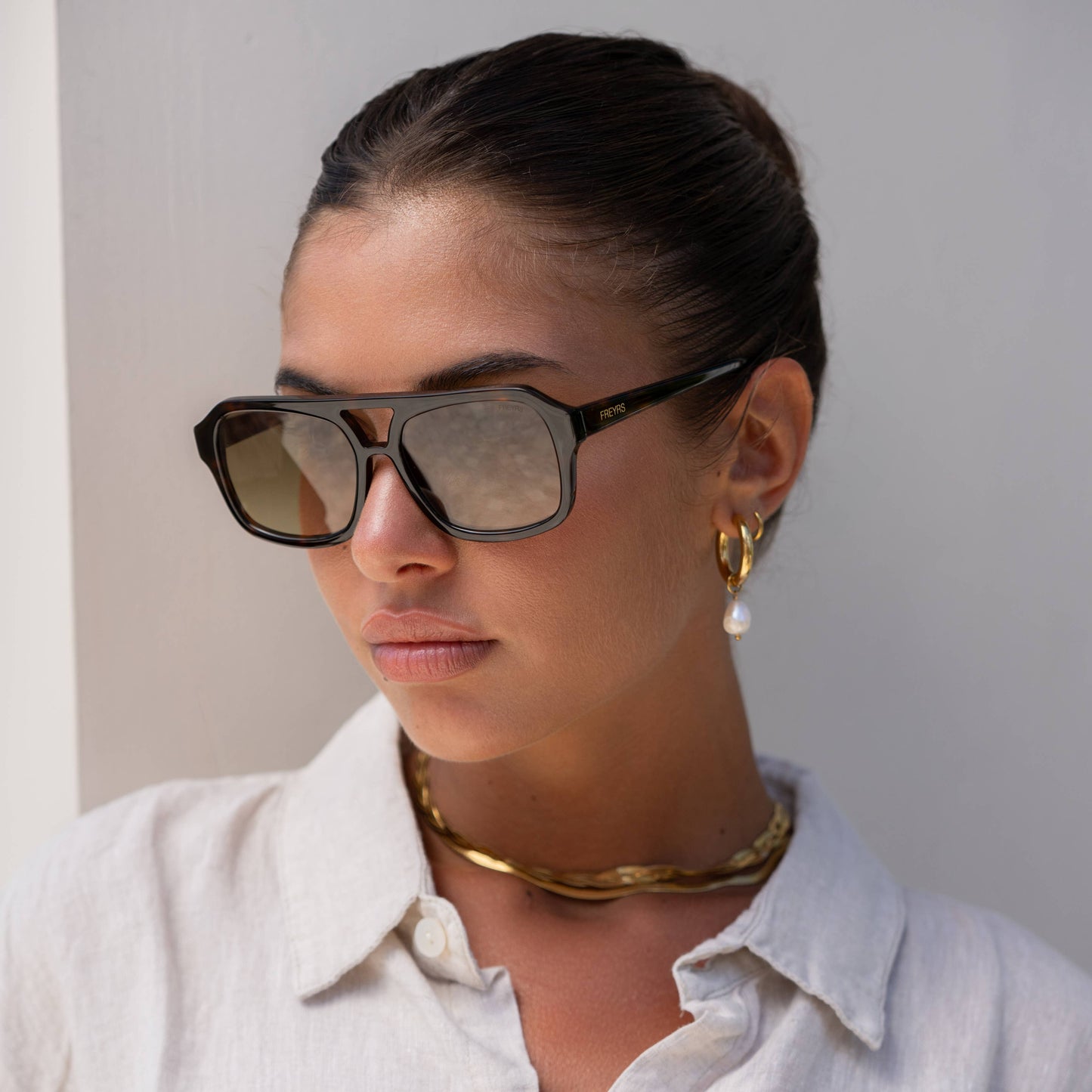 Havana Acetate Aviator Sunglasses - Dark Tortoise - FREYRS