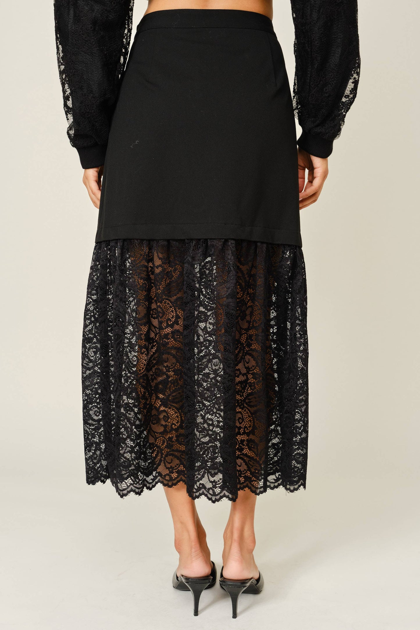 Romantic Lace Hem Midi Skirt