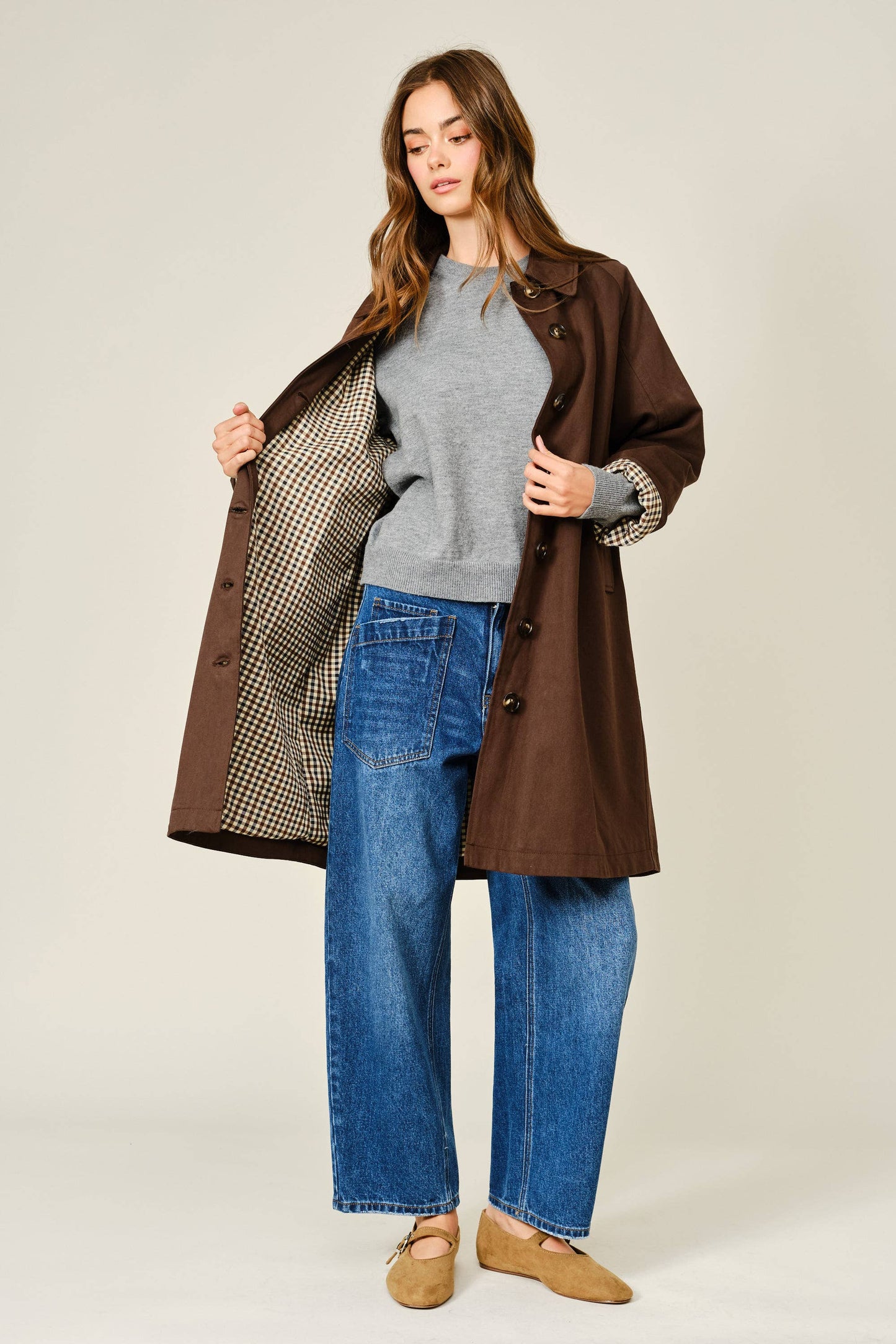 Midi Trench Coat - Brown