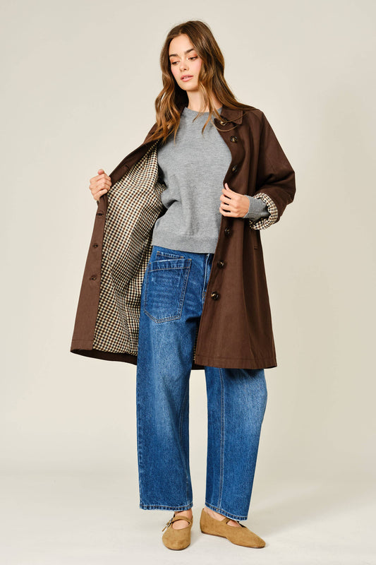 Midi Trench Coat - Brown