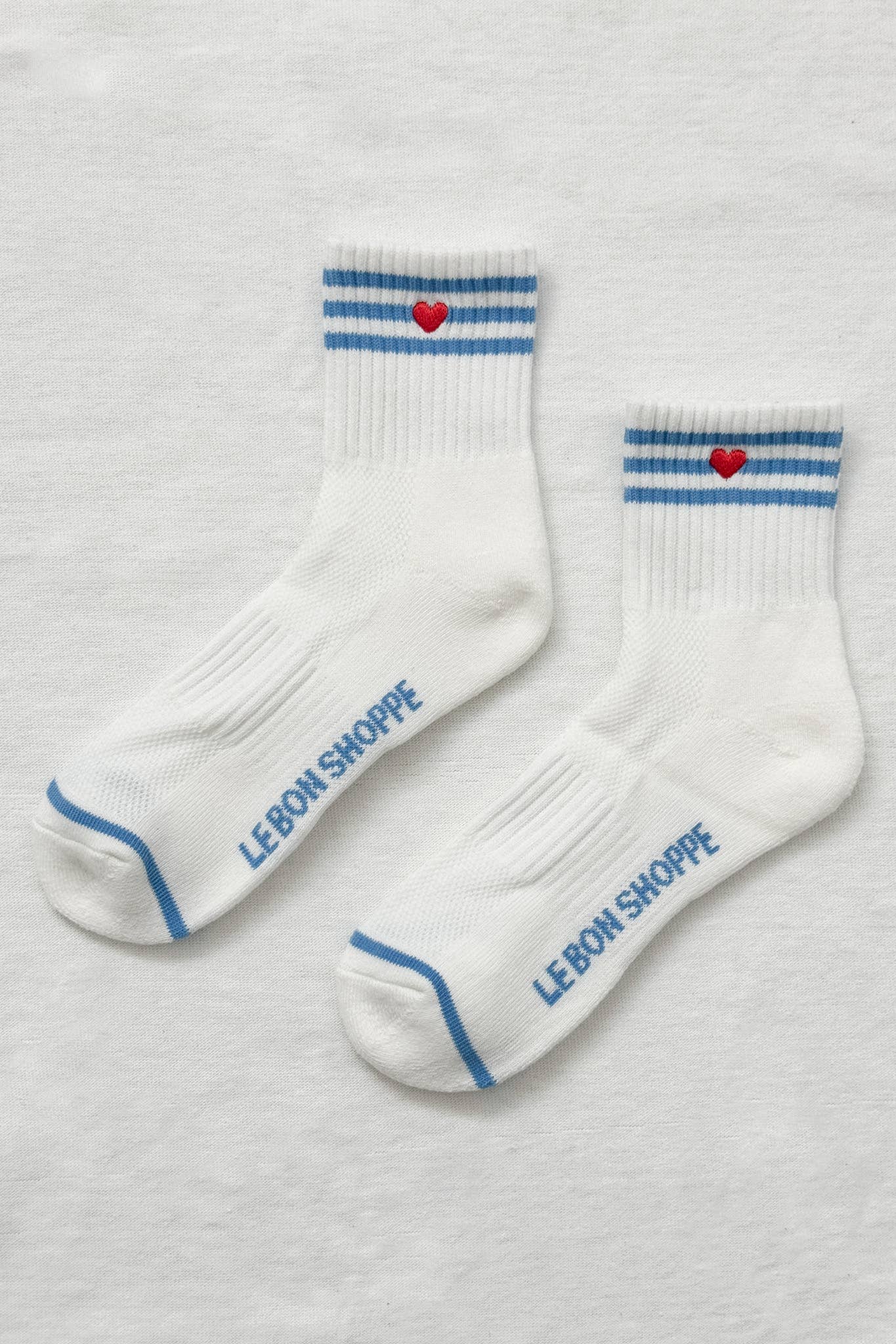 Embroidered Girlfriend Socks - Red, White, Blue Heart