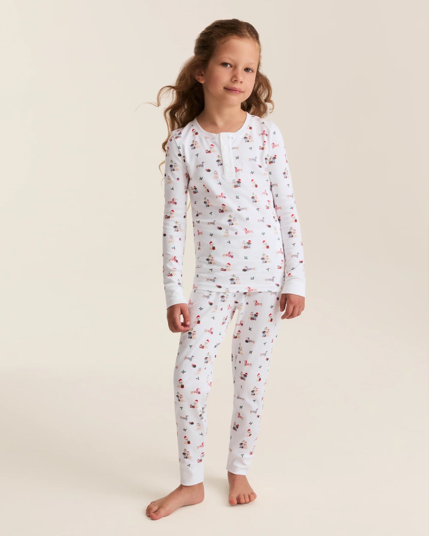 Kid's Pima Snug Fit Pajama Set in Woof de Noël - Petite Plume