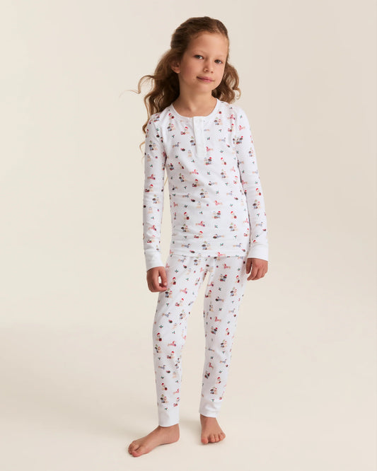 Kid's Pima Snug Fit Pajama Set in Woof de Noël - Petite Plume