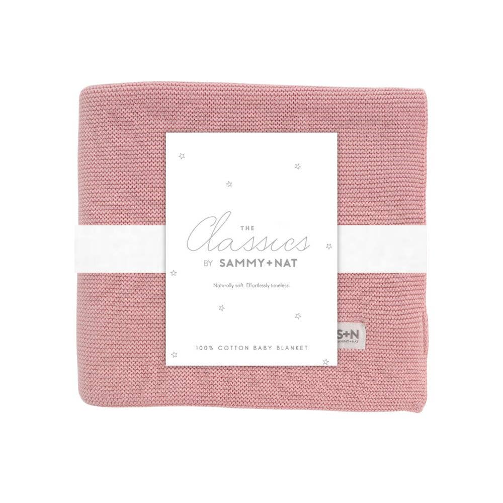 Classic Knit Blanket in Light Pink