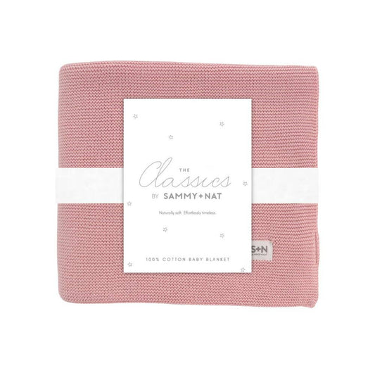 Classic Knit Blanket in Light Pink