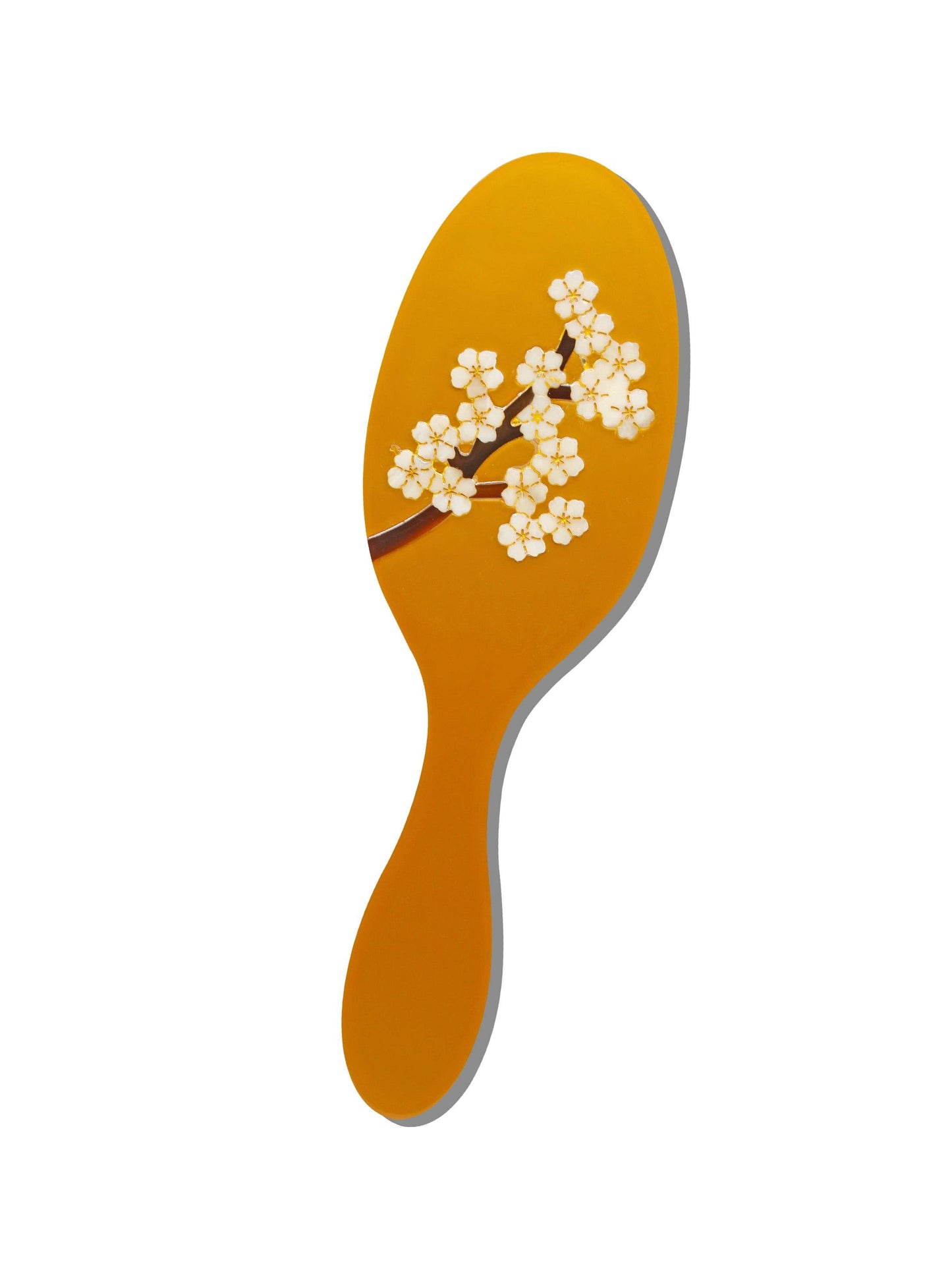 Hand-painted Gold Sakura Blossom Hair Brush