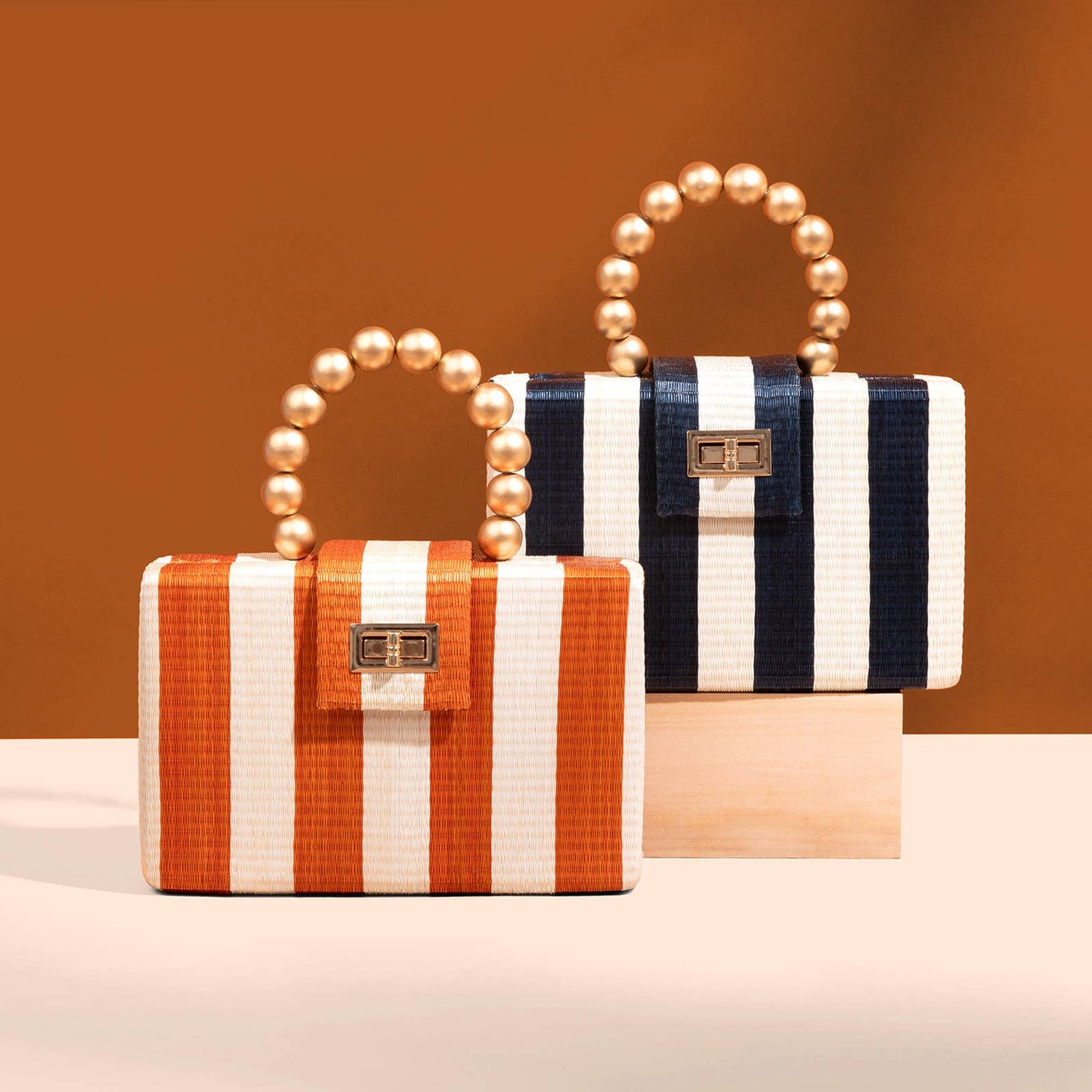 Navy Stripe Clutch Bag