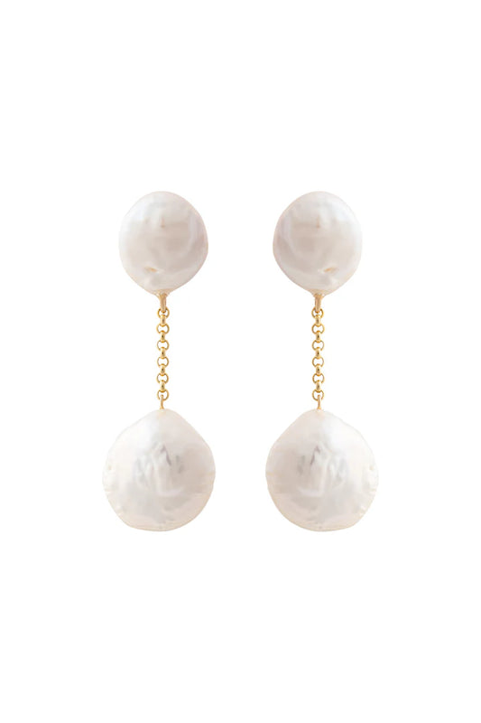 Tiana Coin Pearl Drop Earrings - Nikki Biedes