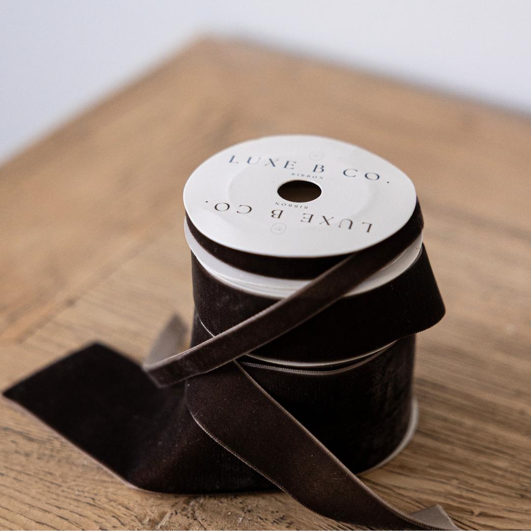Brown Velvet Holiday Ribbon - Medium