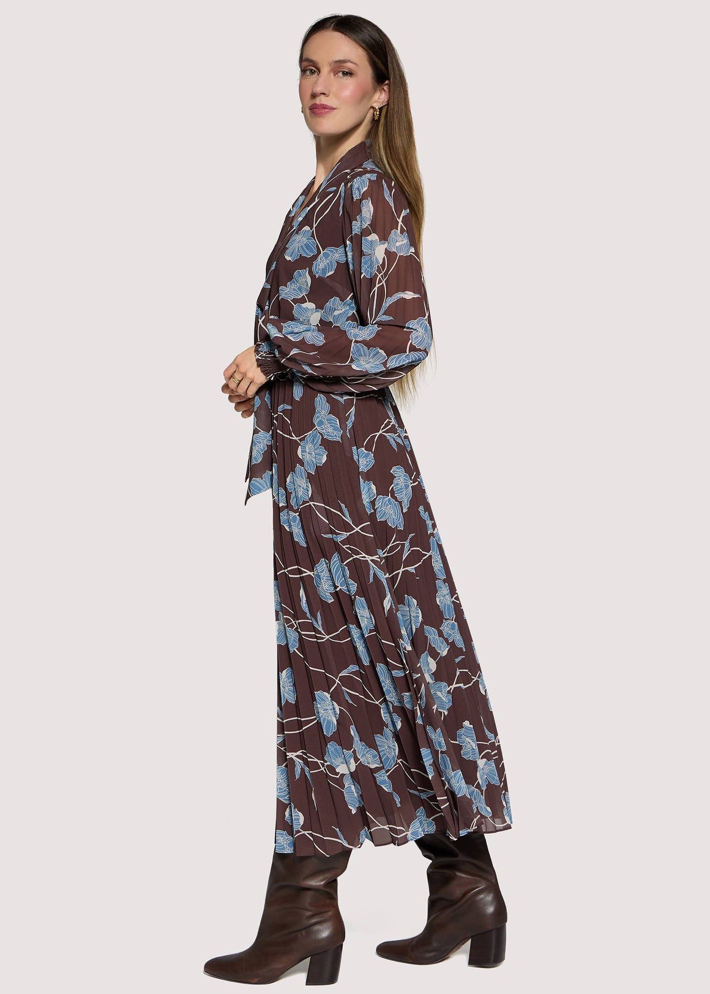Sapphire Mist Maxi Dress - Brown/Blue