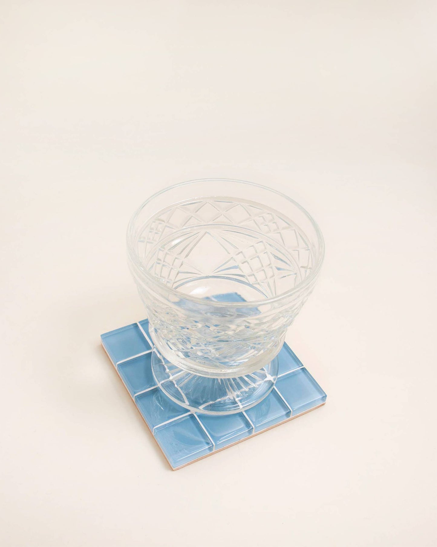 Glass Tile Checkered Coaster - Blue