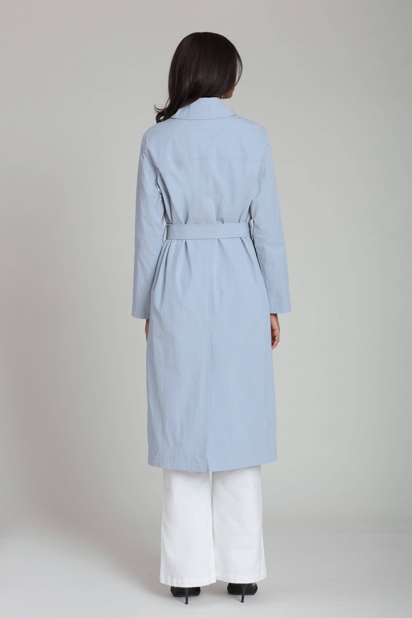 Minimalist Cotton Nylon Trench Coat - Sky