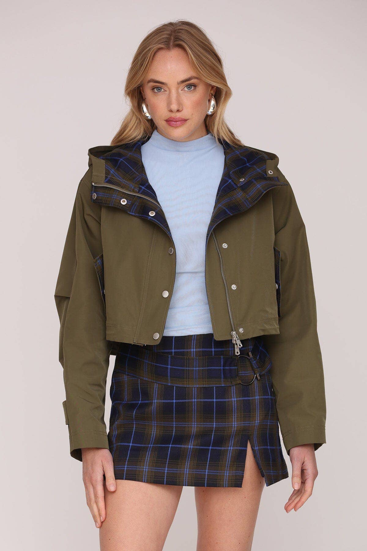 Cropped Anorak Rain Jacket - Military