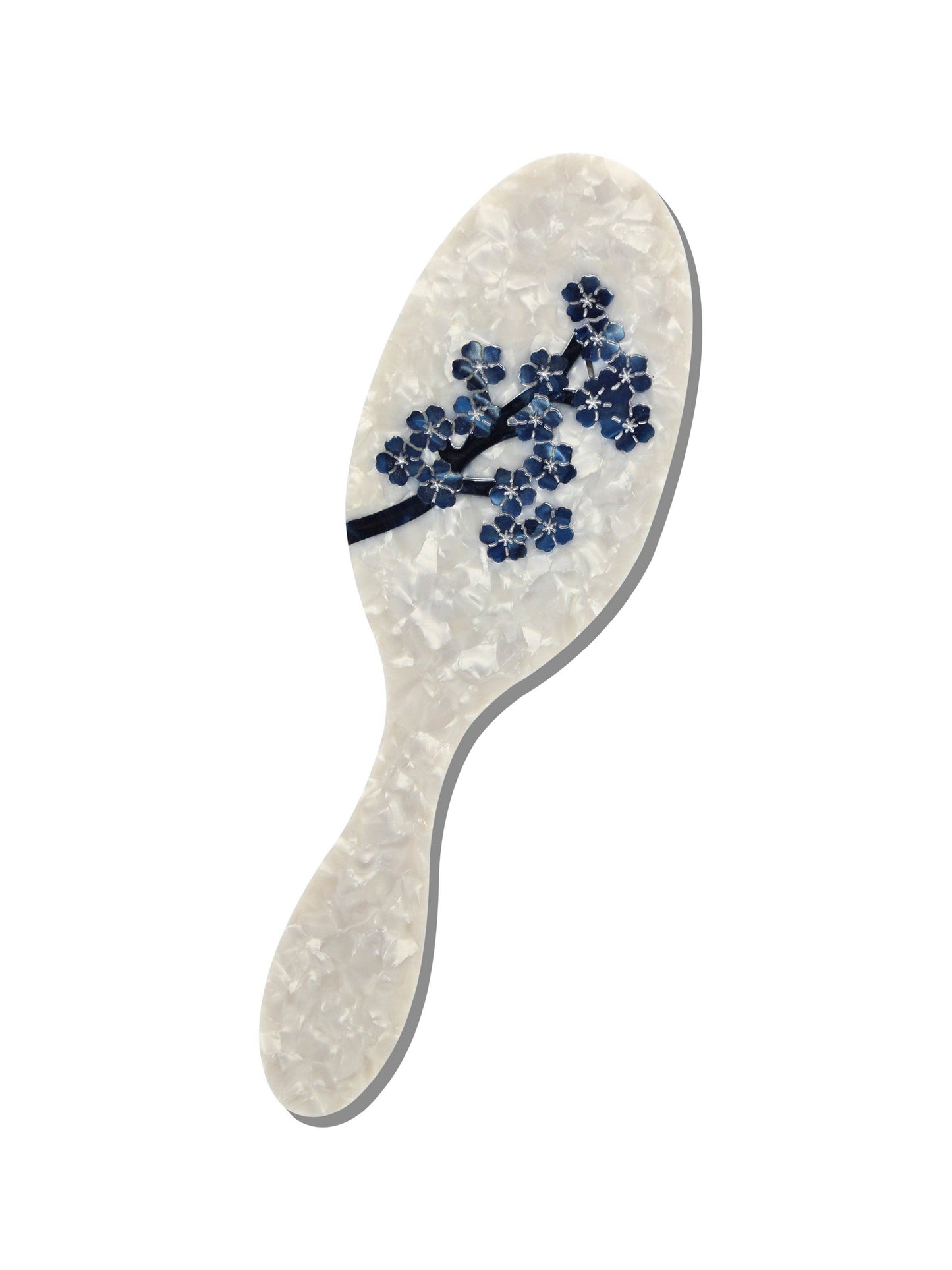 Hand-painted White Sakura Blossom Hair Brush