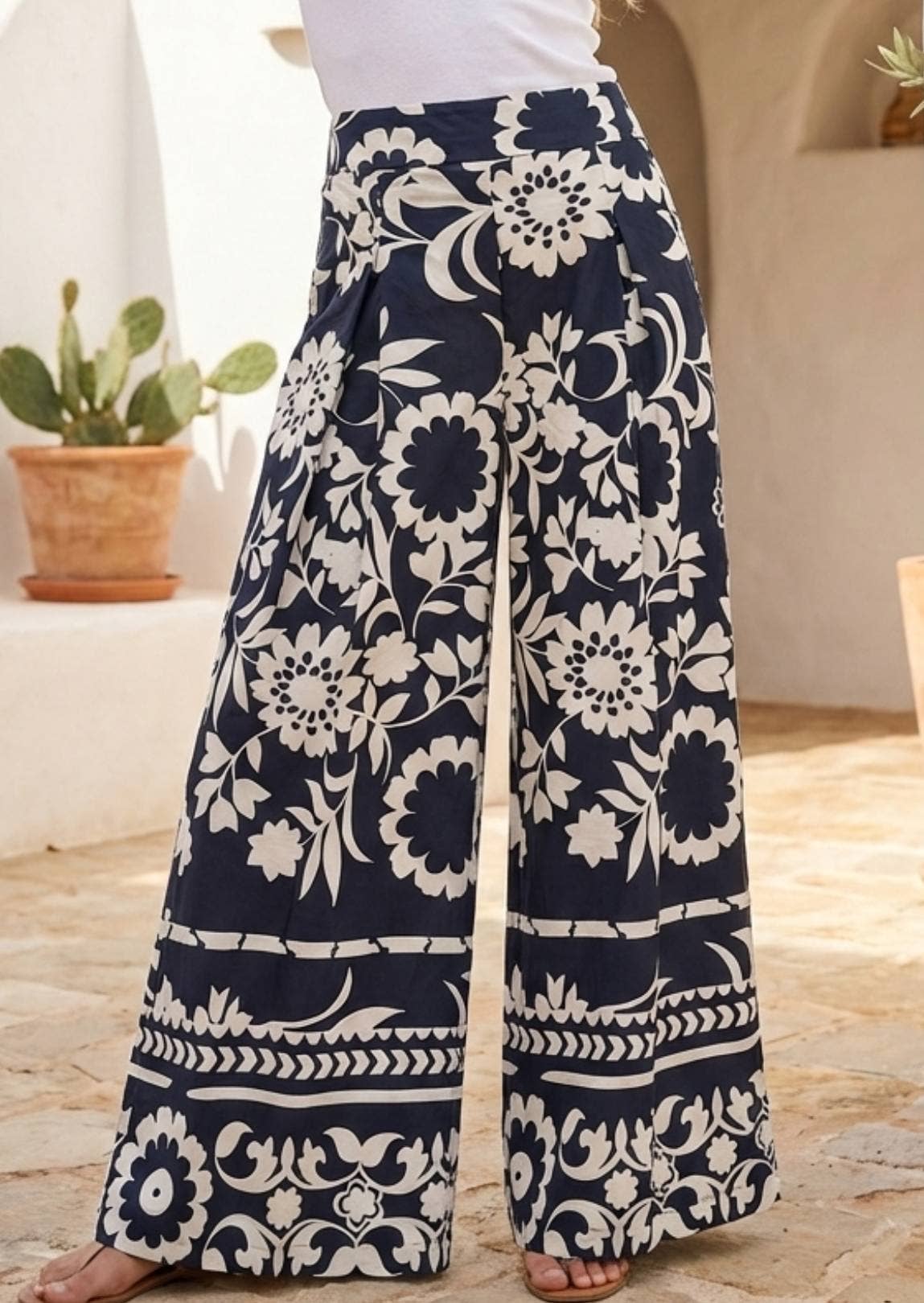 Milet Printed Cotton Pants - Black
