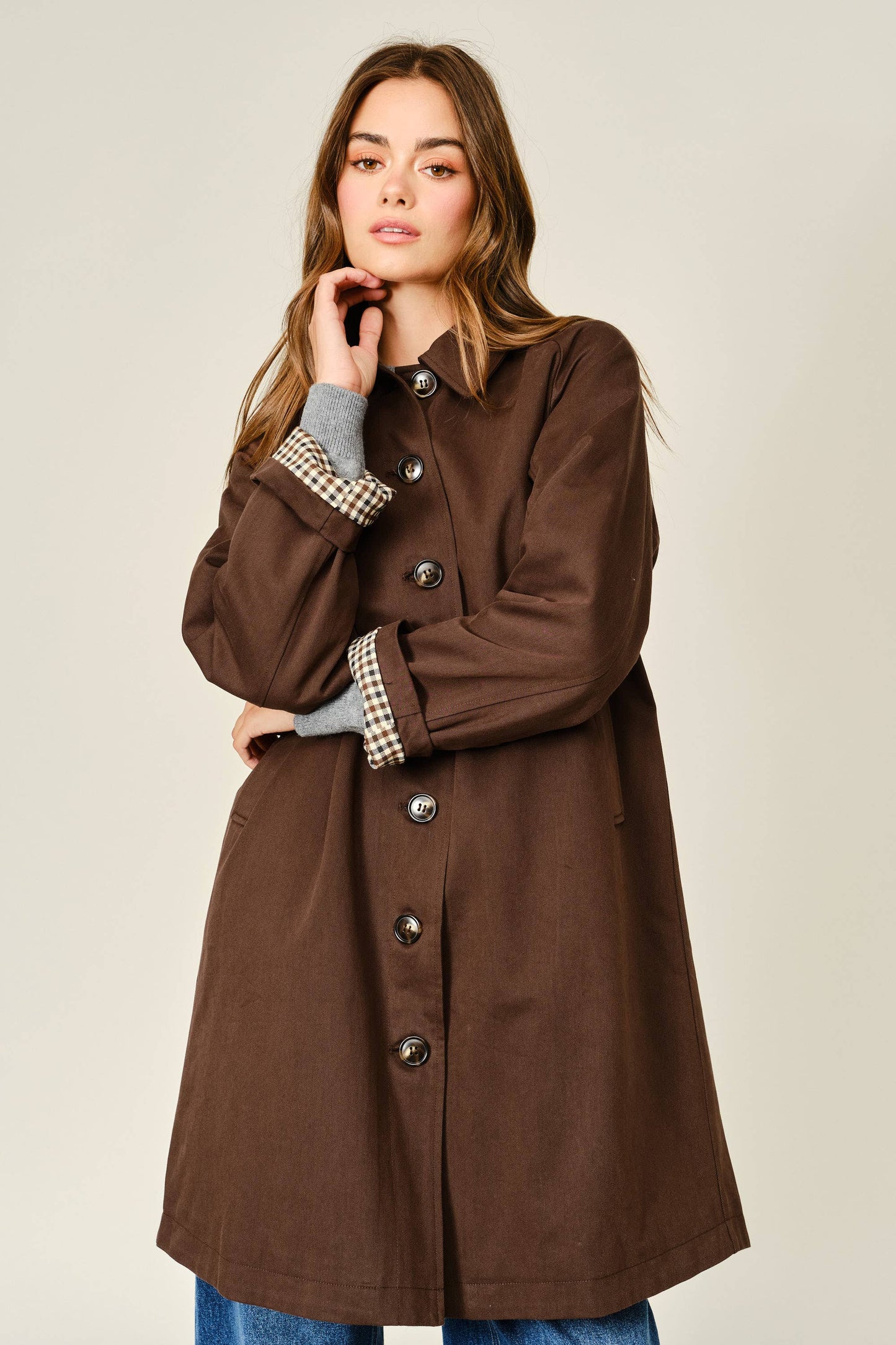 Midi Trench Coat - Brown