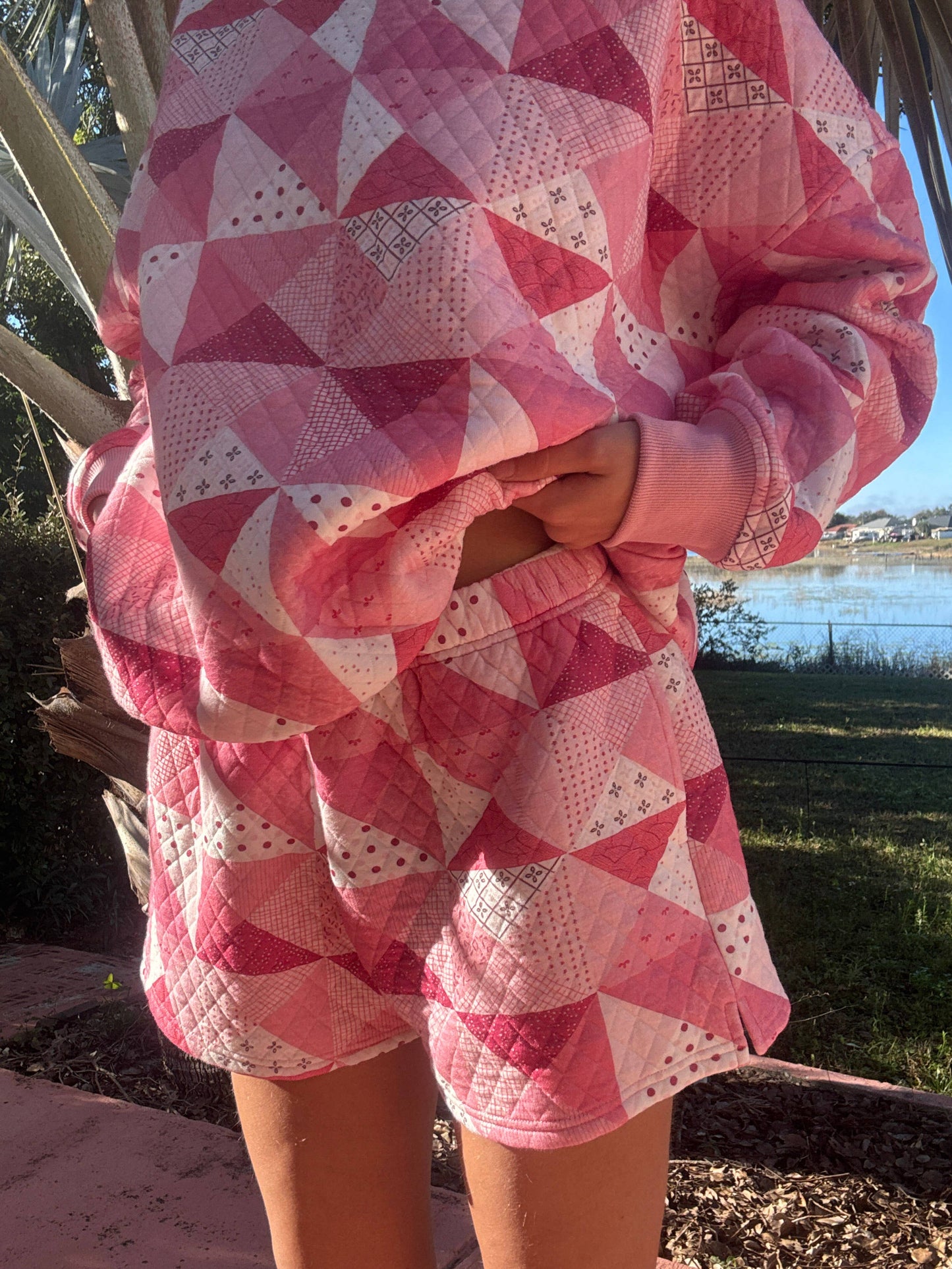 Pink Patchwork Quilted Shorts