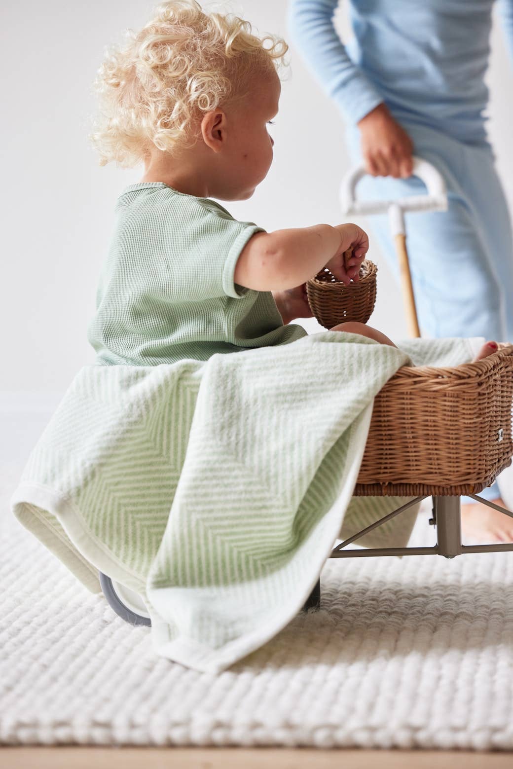 Harborview Herringbone Sprout Green Mini Blanket - Chappywrap