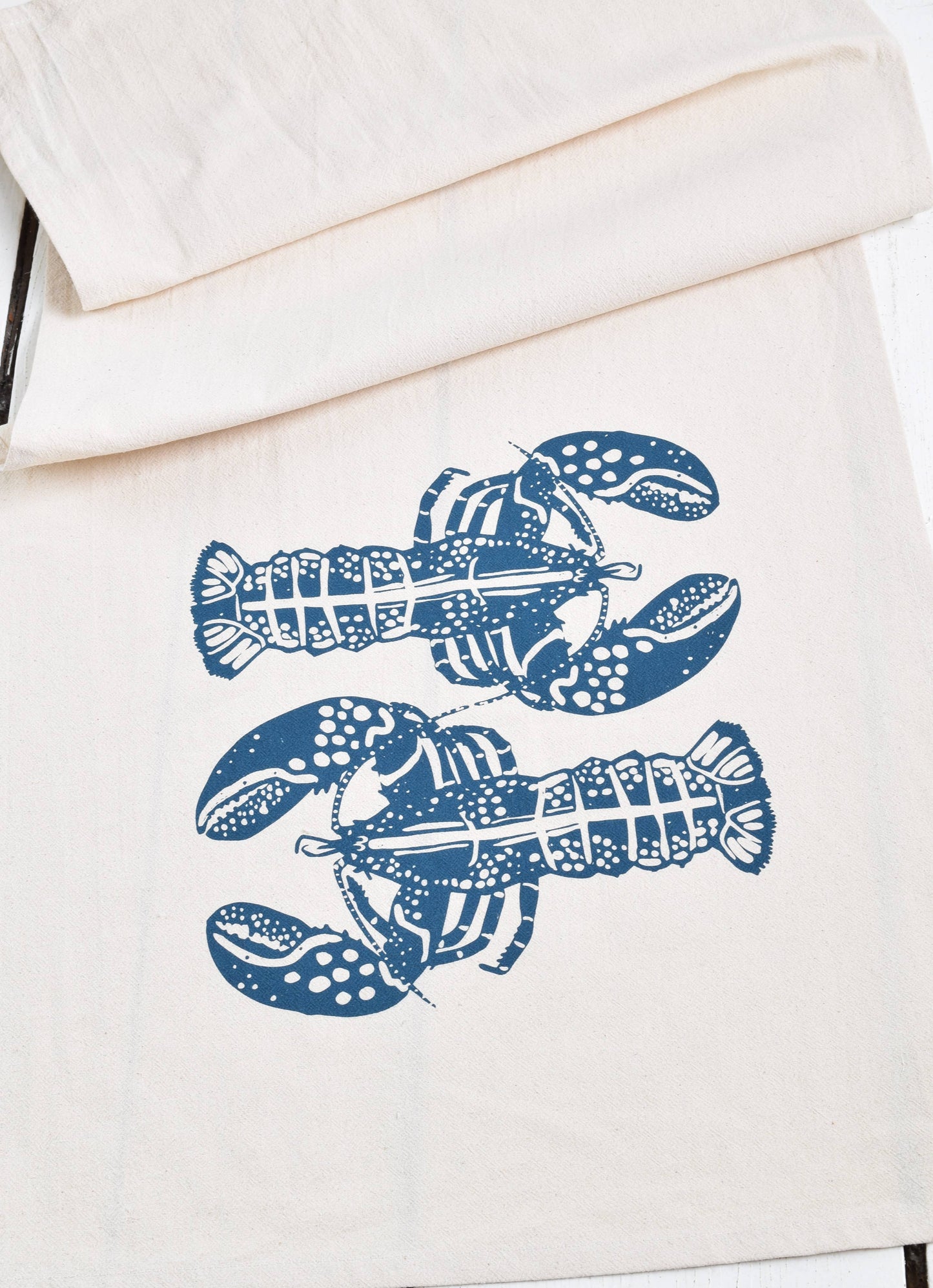 Double Lobster Tea Towel in Navy - Nautical Decor - Kitchen