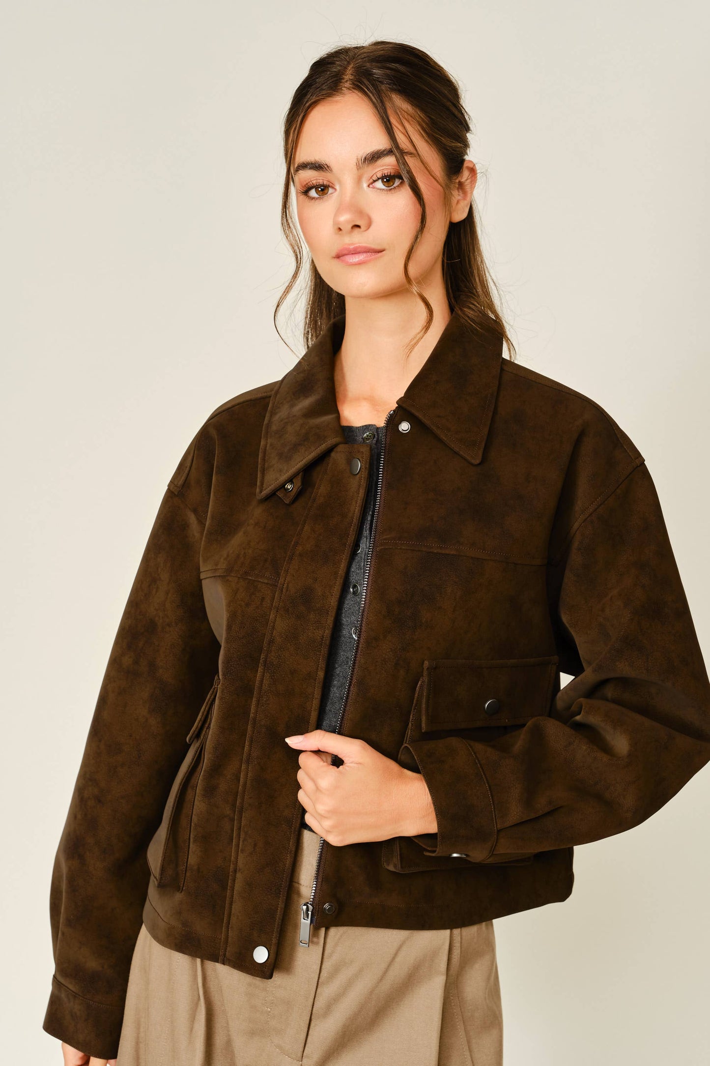 Vintage Vegan Leather Jacket - Chocolate