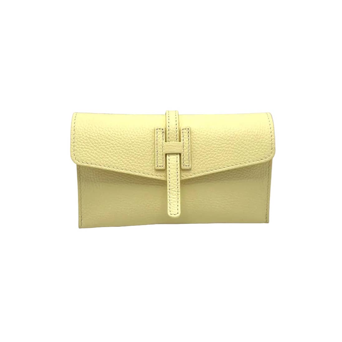 Genuine Leather H Wallet, Made in Italy - Olive