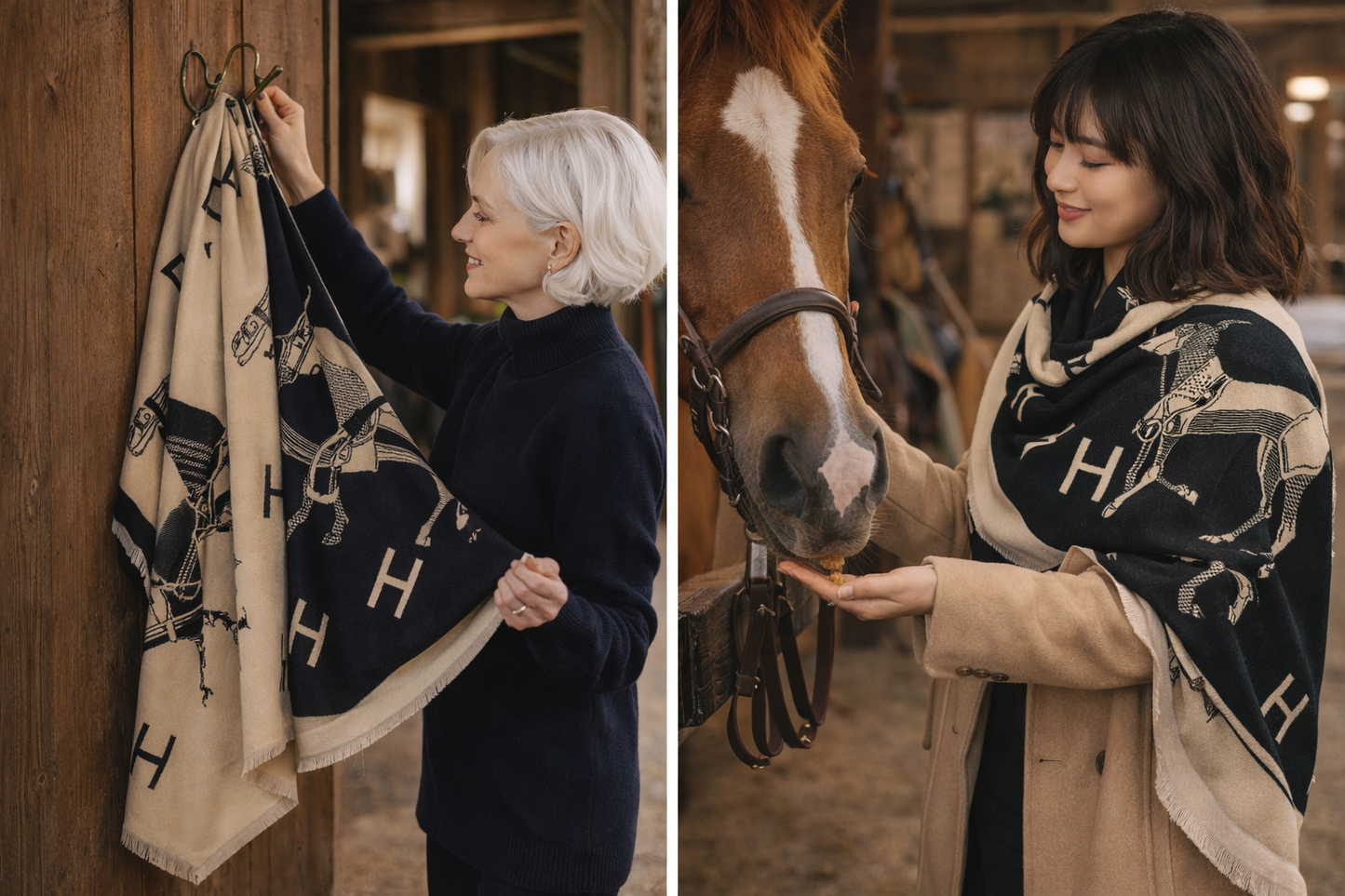 Equestrian Black + Cream Stable Reversible Wrap