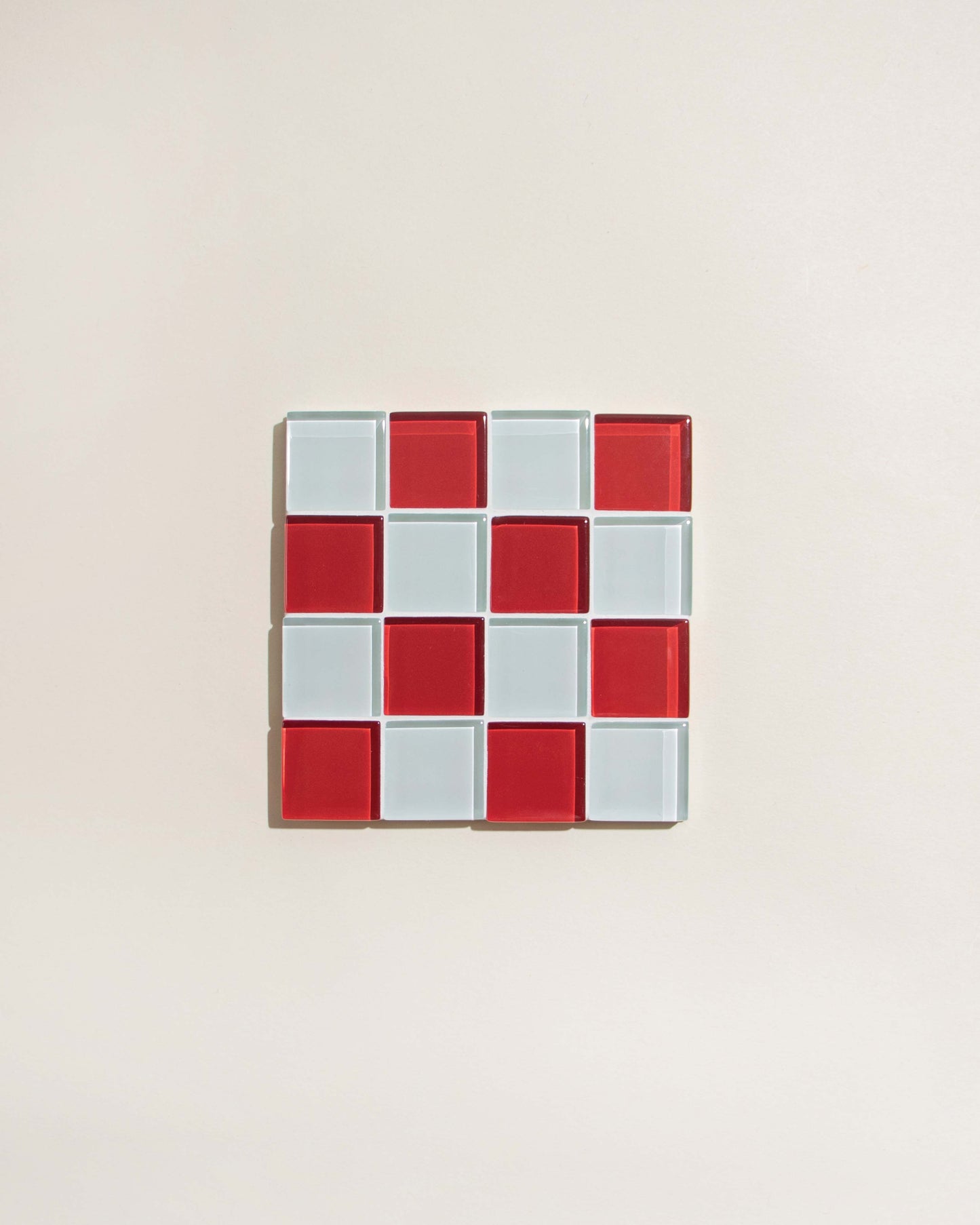 Glass Tile Coaster - Red/White Check