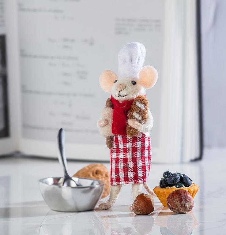 Pastry Chef Mouse Ornament-Red