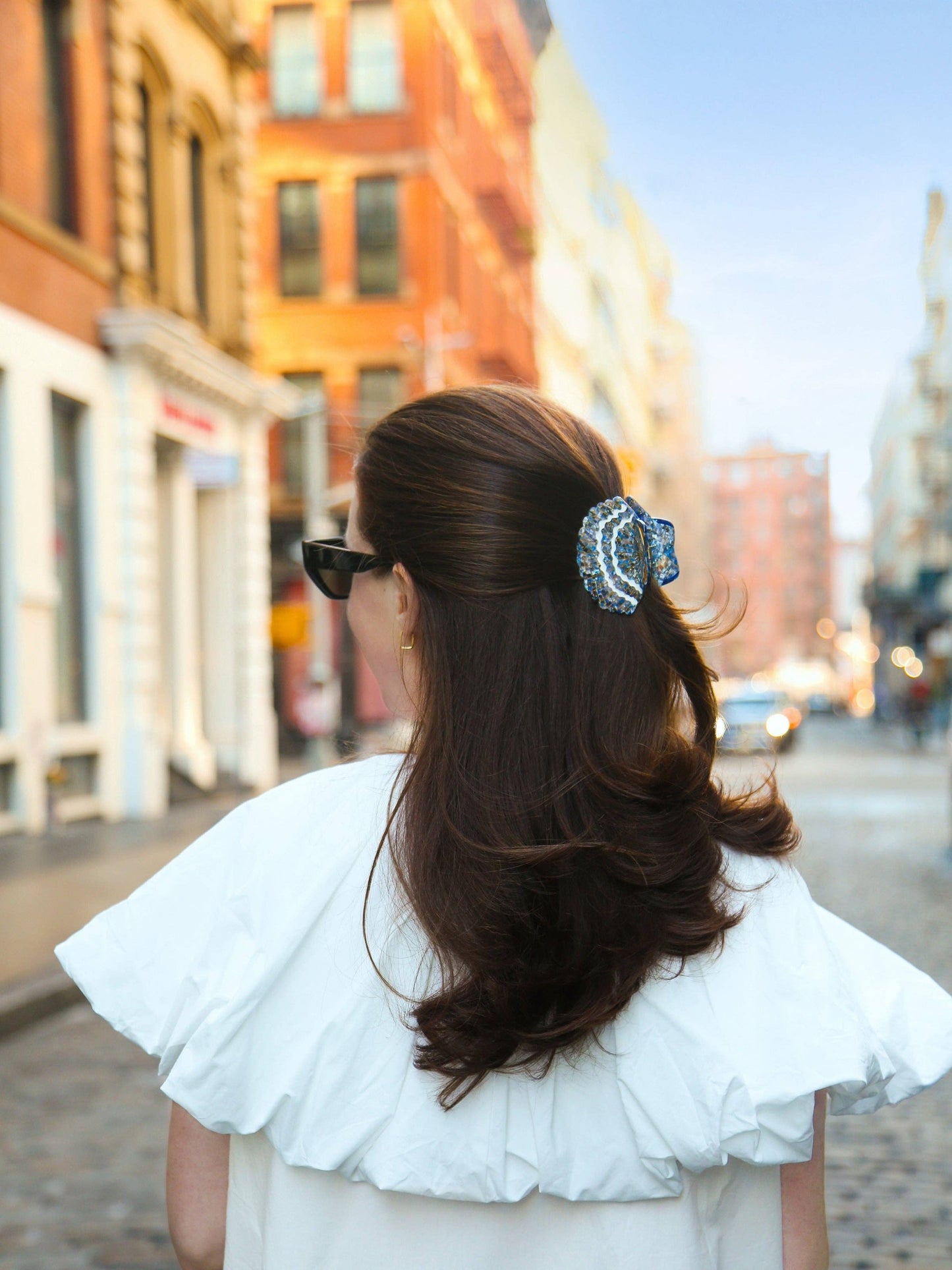 Hand-painted Seashell Claw Hair Clip - Blue