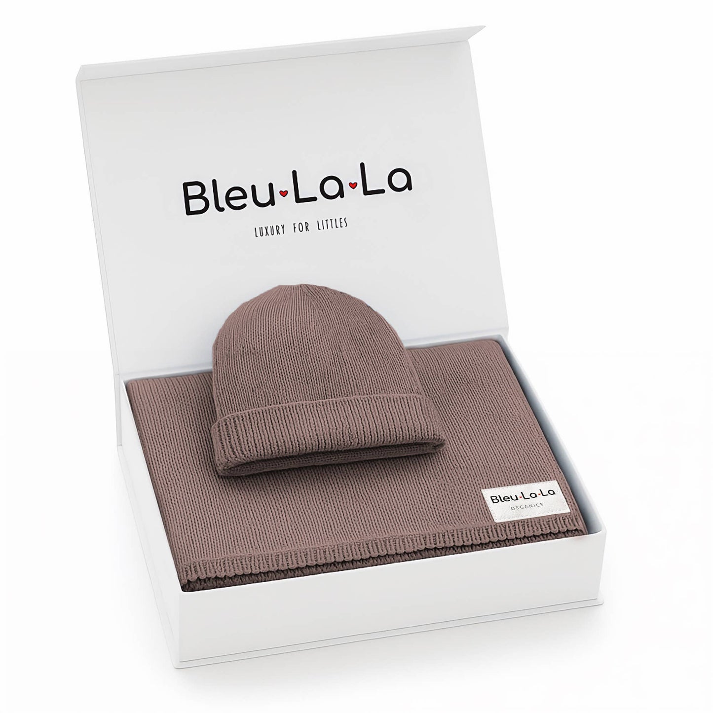 Luxe - 100% Organic Cotton Knit Blanket + Hat Boxed Gift Set - Blush Pink