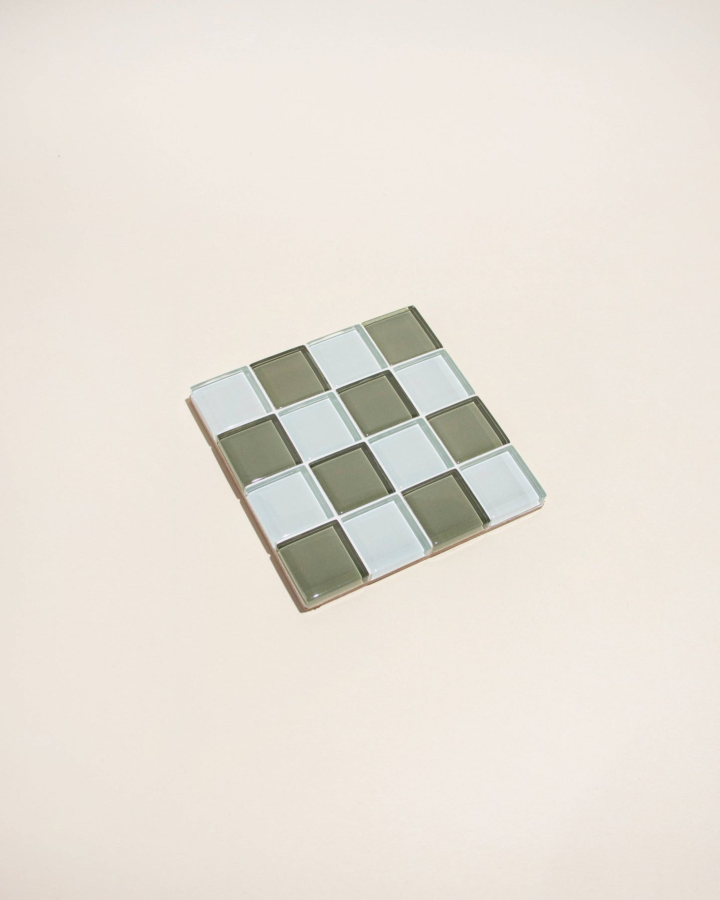 Glass Tile Checkered - Pale Green/Aqua - Subtle Art Studios