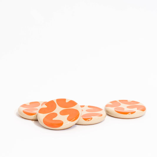 Coaster 4-Set - Blobs - Orange