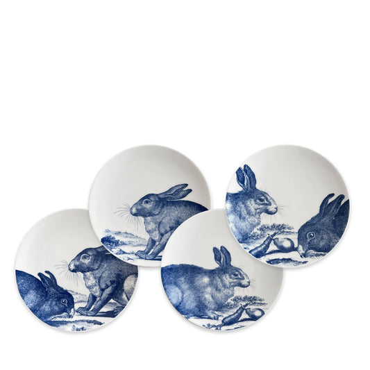 Blue Bunnies Small Plates - Set of 4