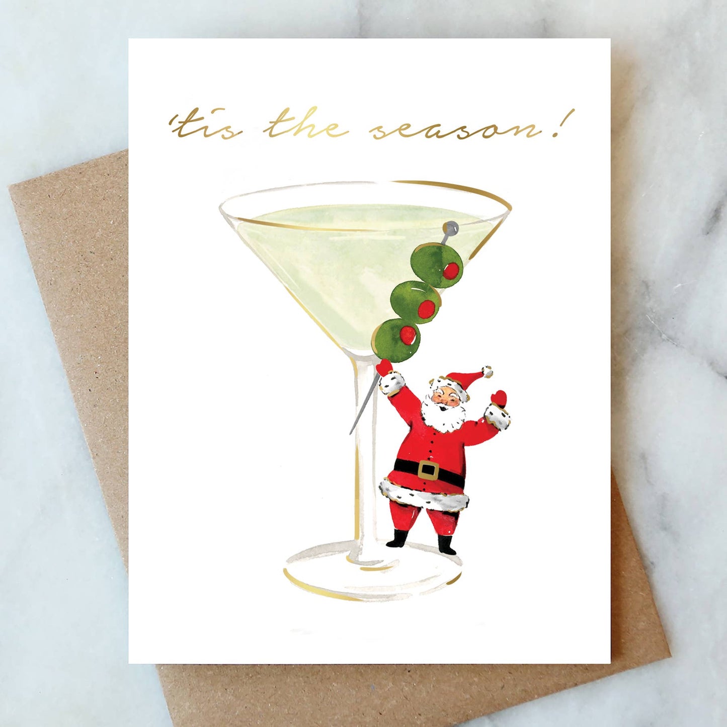 Santa Martini Holiday Card - Abigail Jayne Design