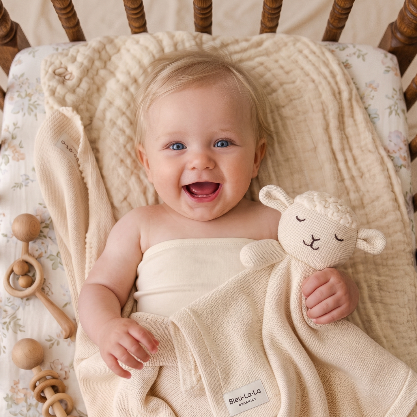 Blanket and Lovey Security Blanket Organic Cotton Gift Set Bear - Milk Chocolate