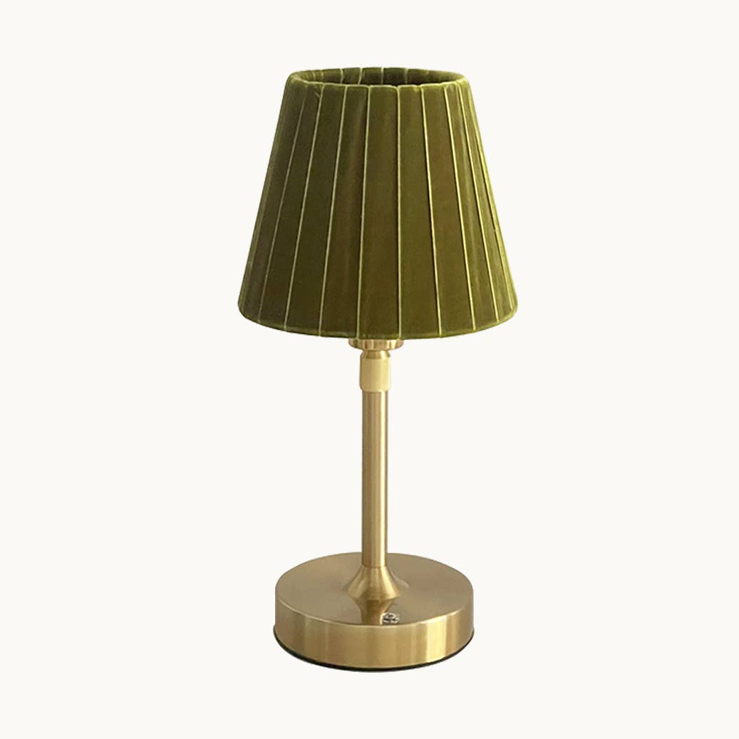 Green Velvet Table Lamp - Rechargeable