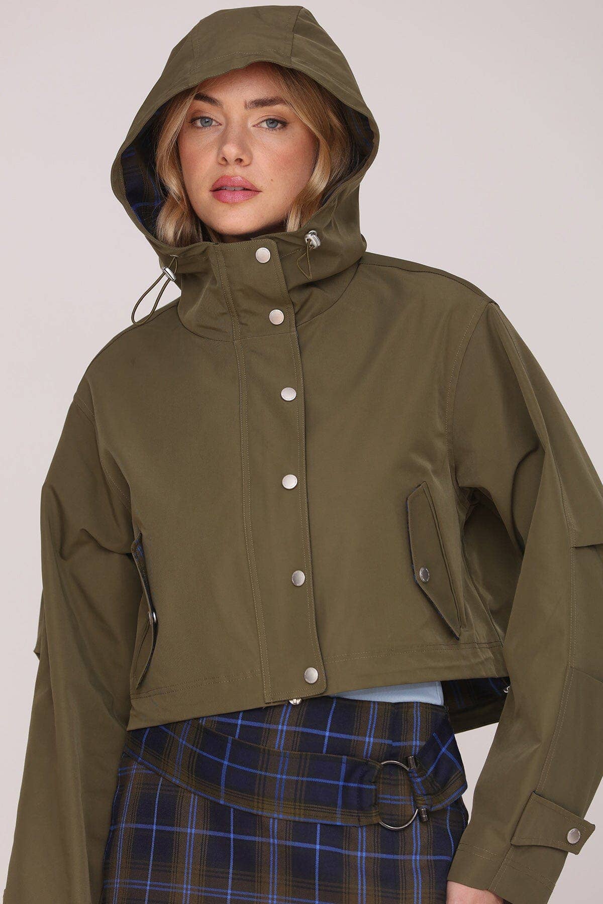 Cropped Anorak Rain Jacket - Military