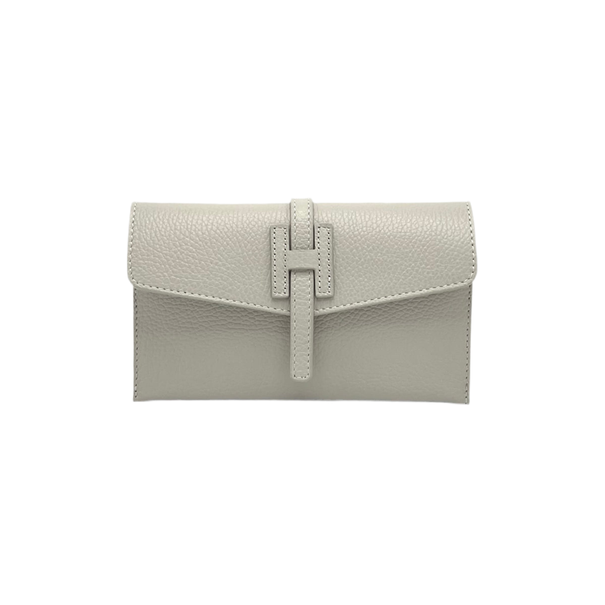 Genuine Leather H Wallet, Made in Italy - Navy