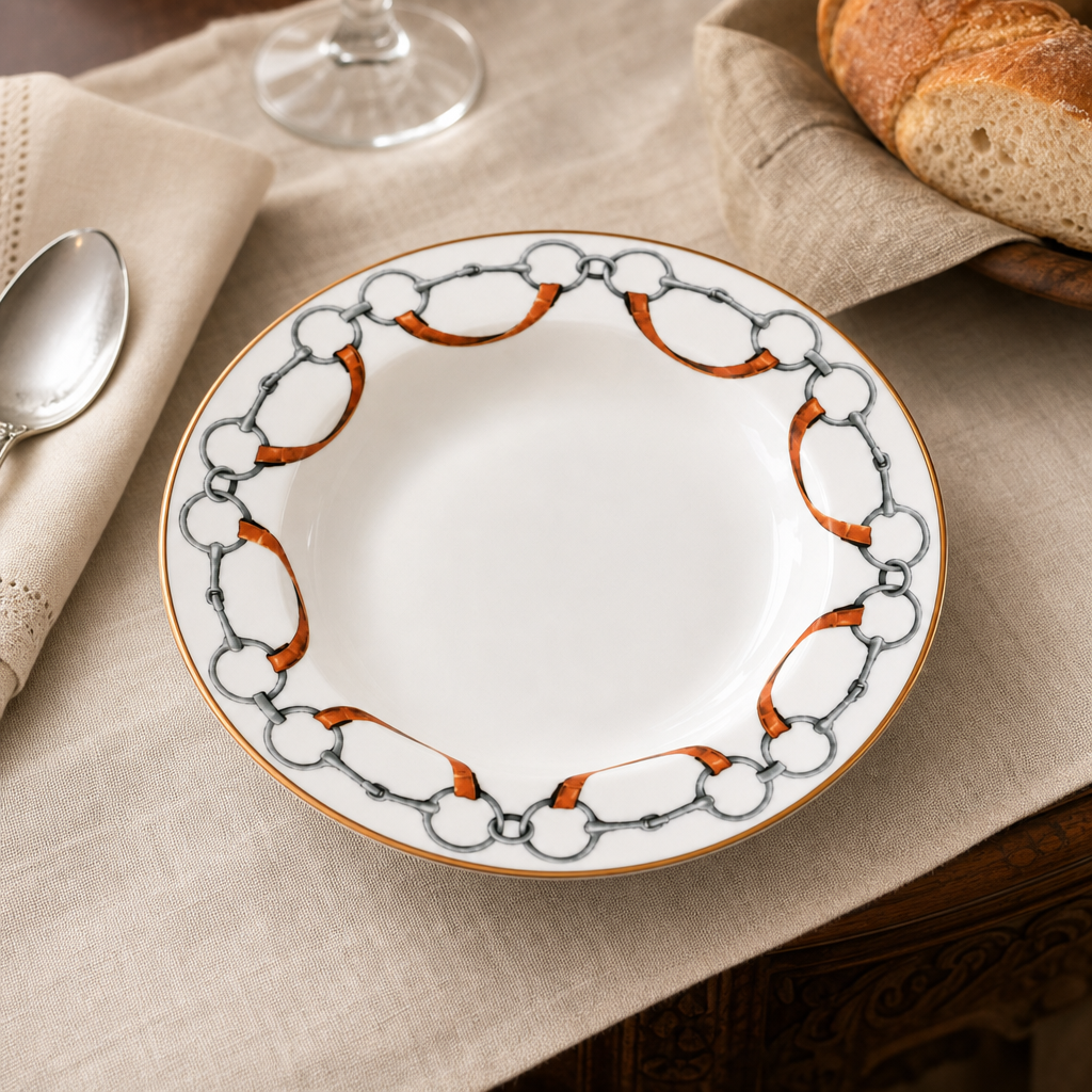 Wellington Bit Pattern Bone China Soup Plate