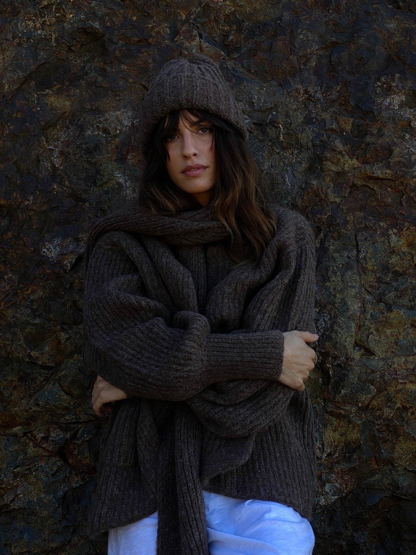 CeCe Knitted Alpaca Scarf - Oat